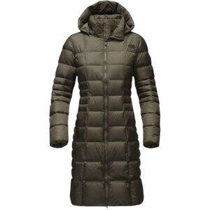 The North Face Women’s Metropolis II Olive Green Hooded 550 Down Quilted Parka